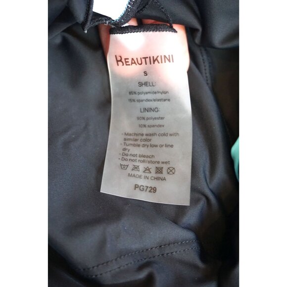 Beautikini Womens Swimwear Top Turquoise & Black - Size S, NWT - Picture 6 of 7